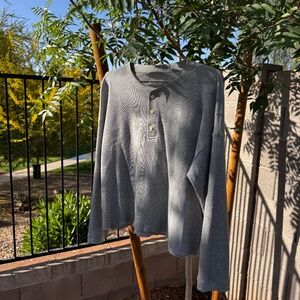 EVERLANE 100% COTTON GREY LONG-SLEEVED HENLEY T-SHIRT SIZE XL